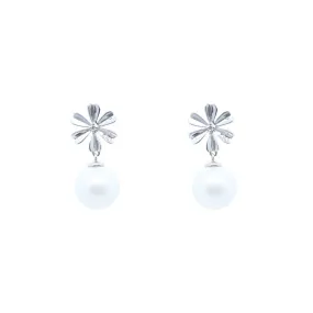 Diamond "Snowflake" Pearl Earrings