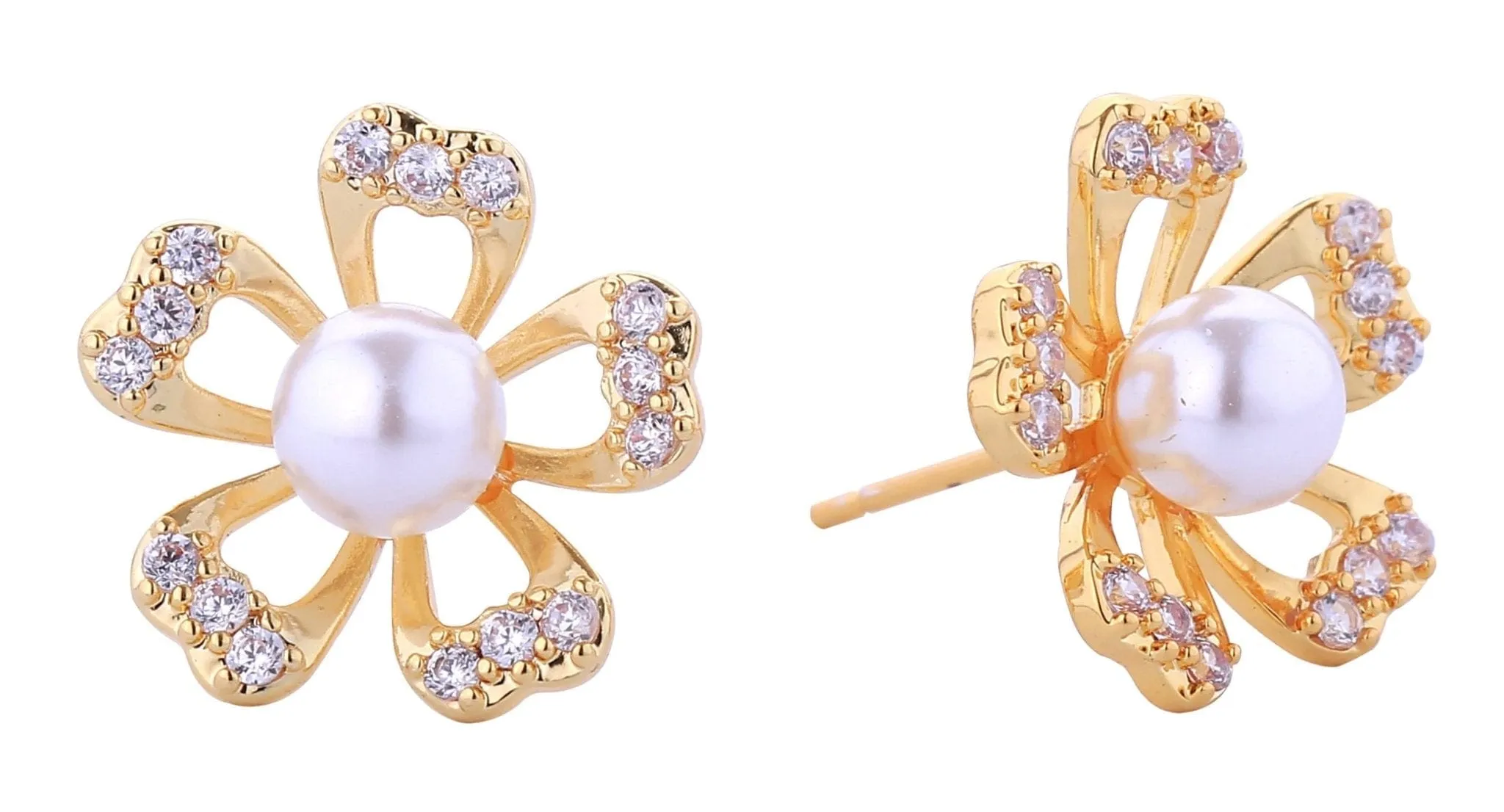 DJE310892 14K Petals Pearl Post Earrings