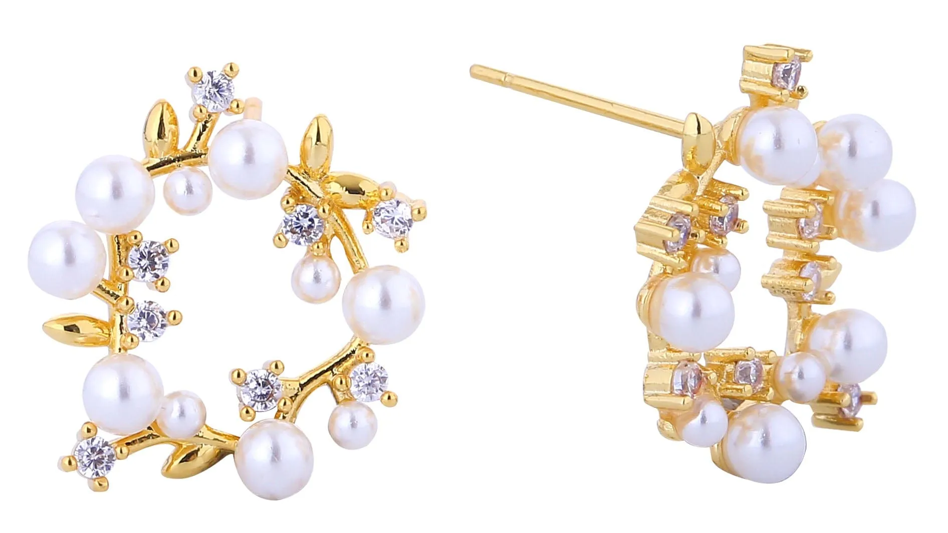 DJE311230 14K Dipped Pearl Wreath Post Earrings