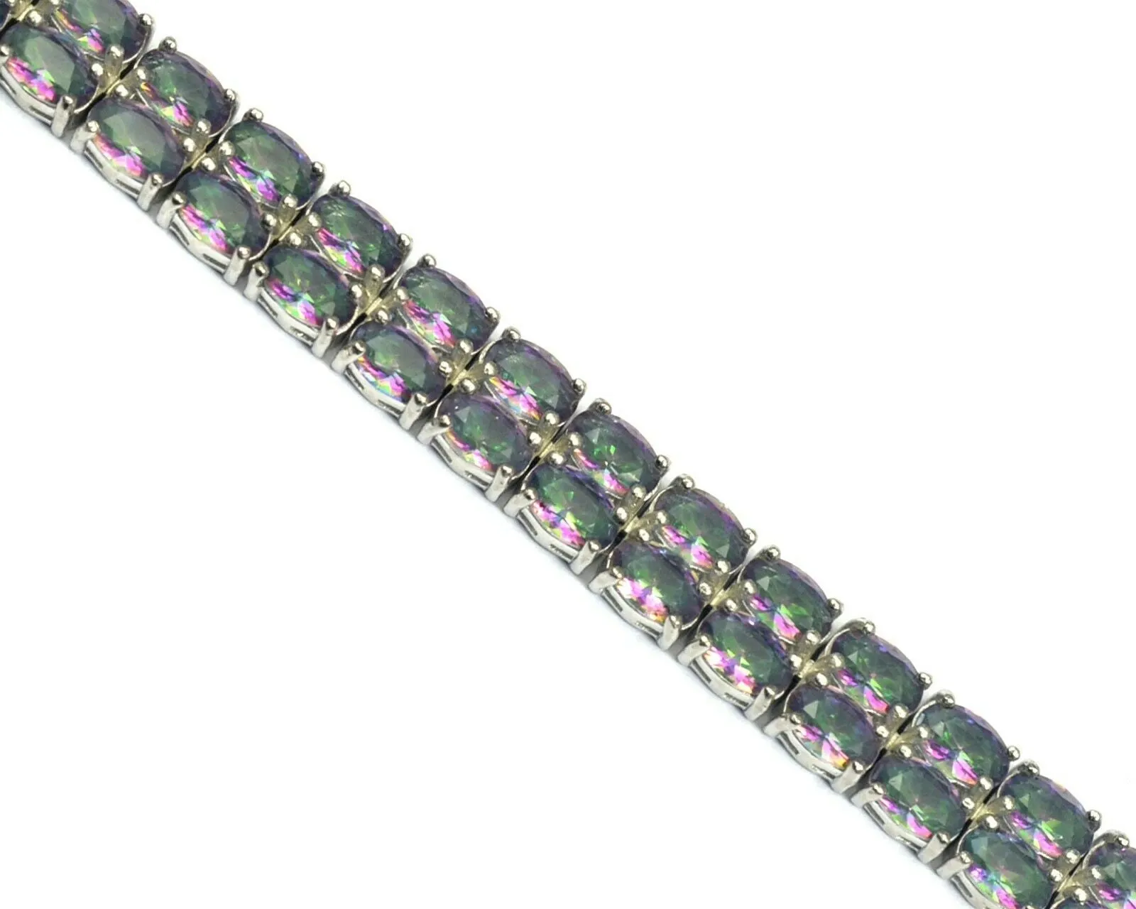 Double Row Rainbow Topaz Tennis Bracelet 7.5"