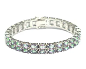 Double Row Rainbow Topaz Tennis Bracelet 7.5"