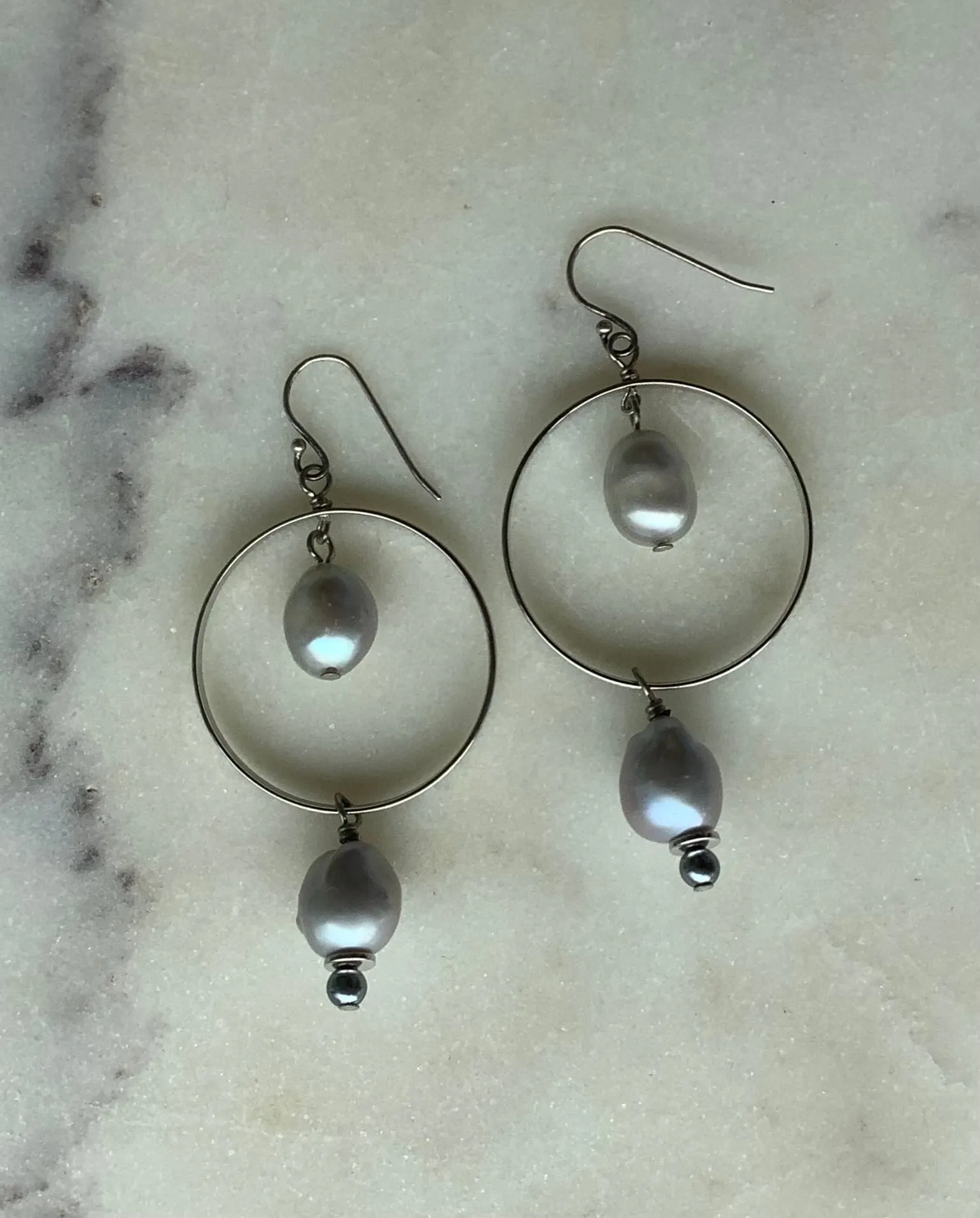 Dove Grey Elliptical Earrings