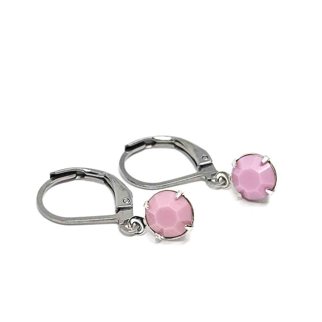 Earrings - Tiny Rhinestone Drops - Pinks (Steel) by Christine Stoll | Altered Relics