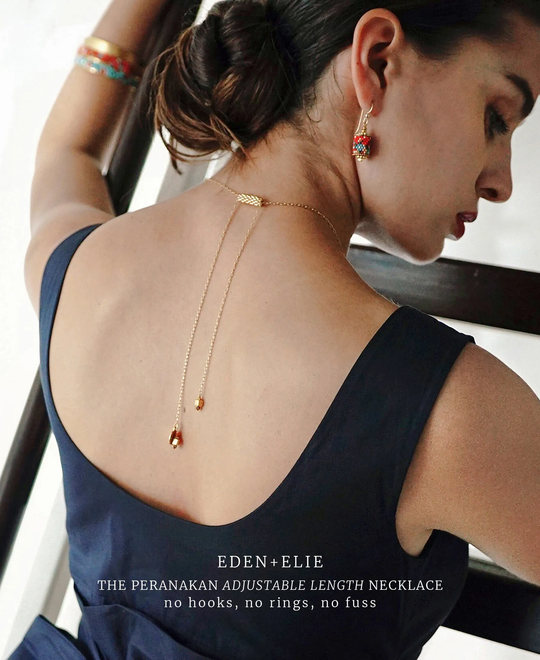 EDEN   ELIE Modern Peranakan adjustable length necklace - ruby