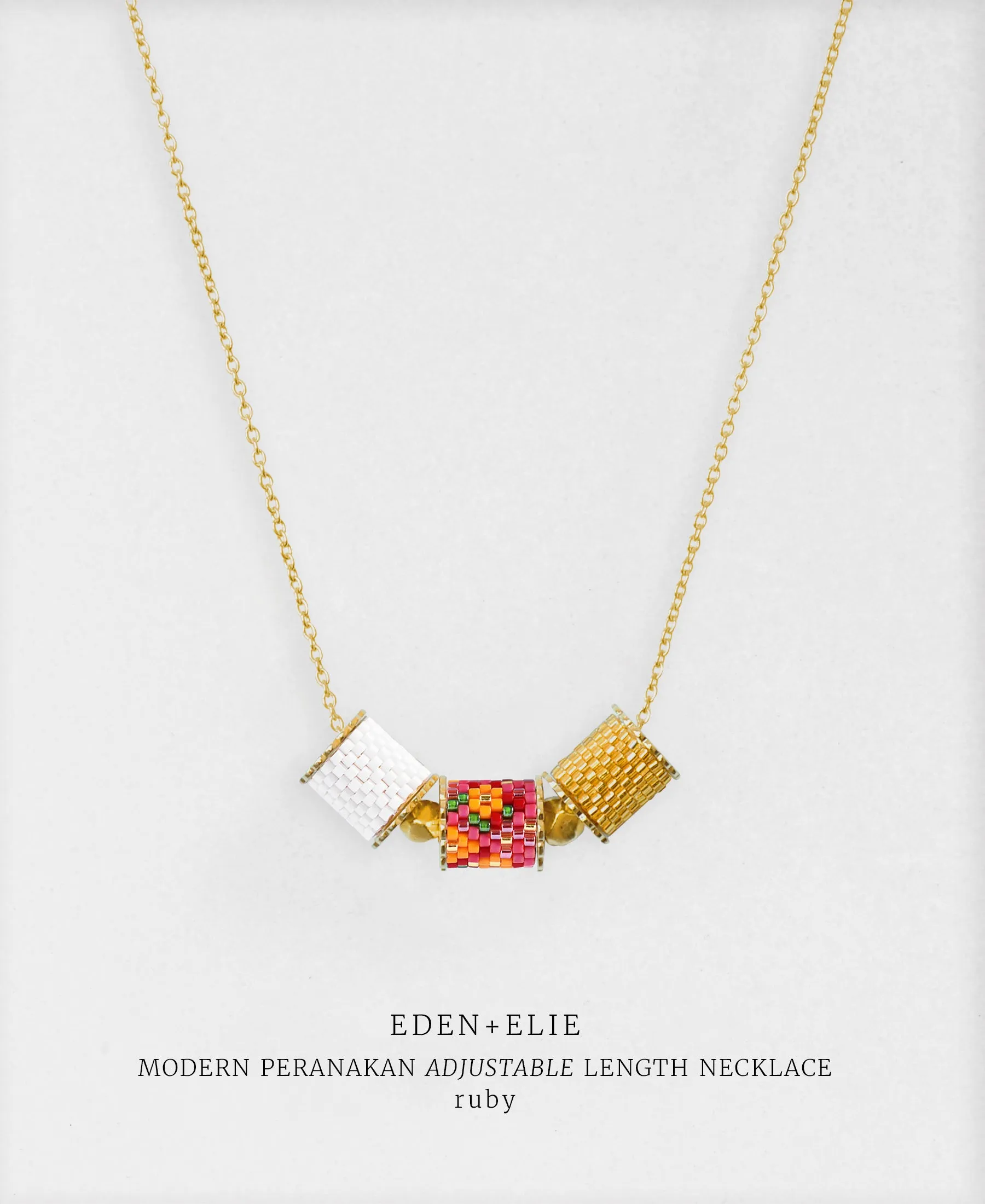 EDEN   ELIE Modern Peranakan adjustable length necklace - ruby