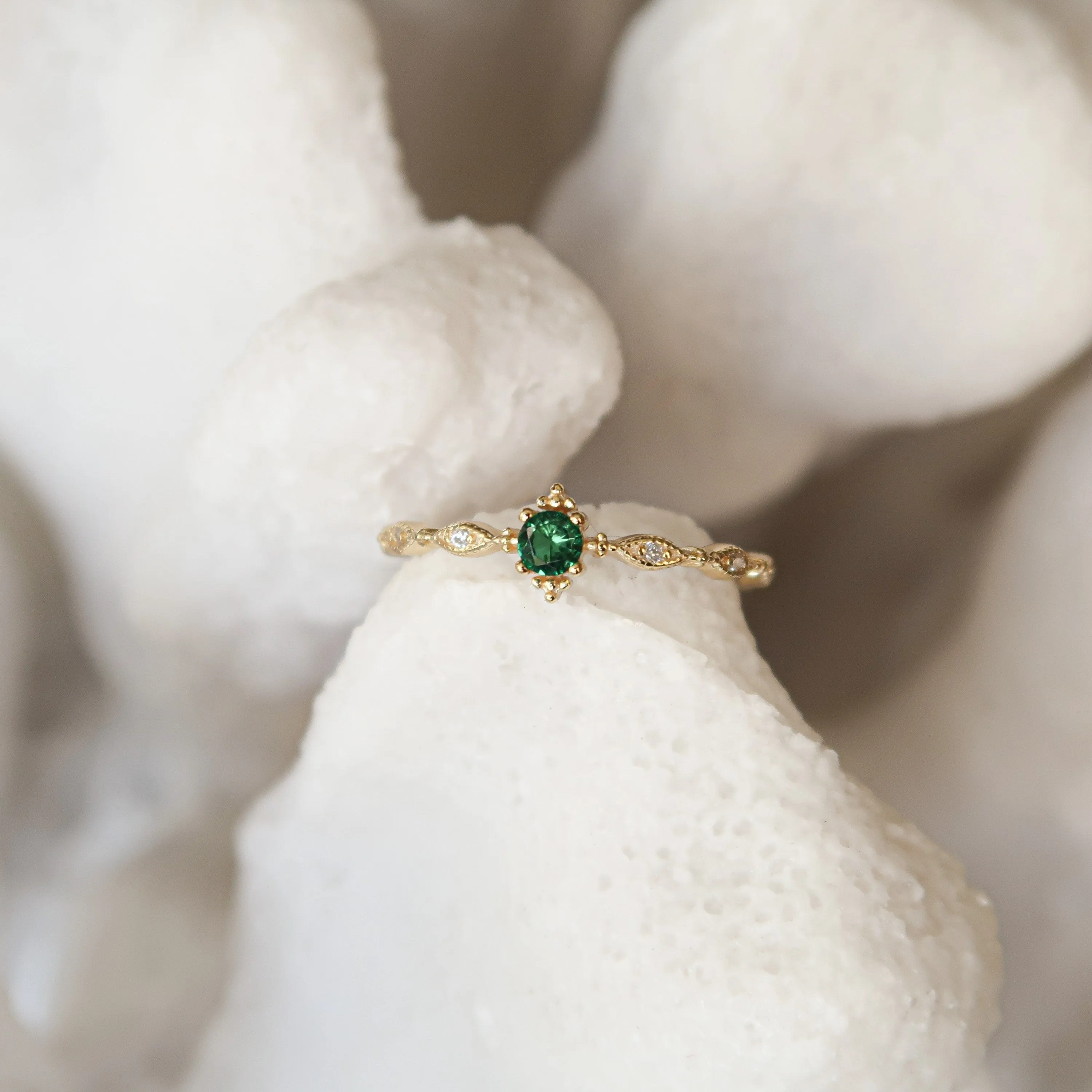 Emerald Dainty Sterling Silver Ring | Multi Diamond CZ Stacking & Minimalist Ring