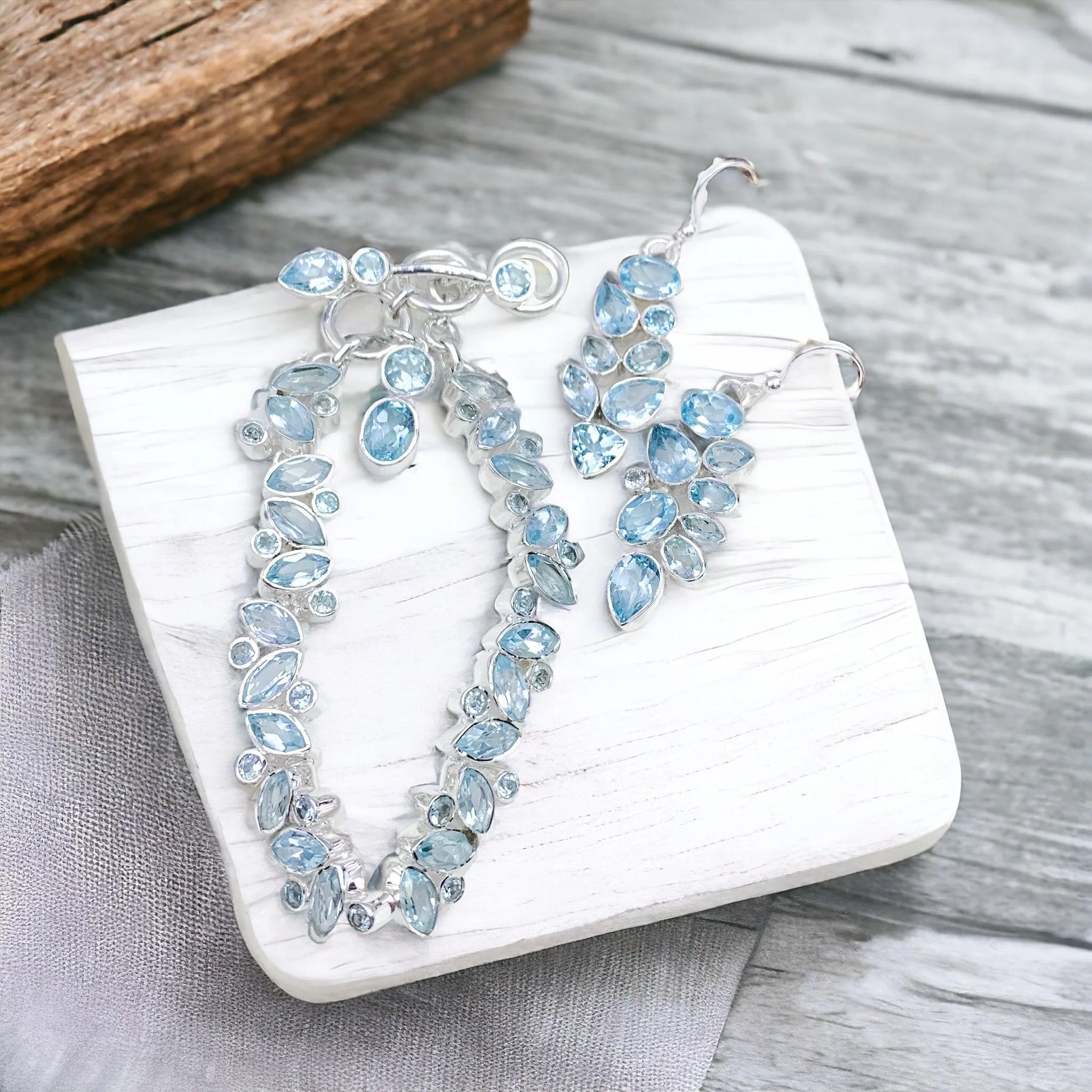 Ethereal Love Blue Topaz Silver Set