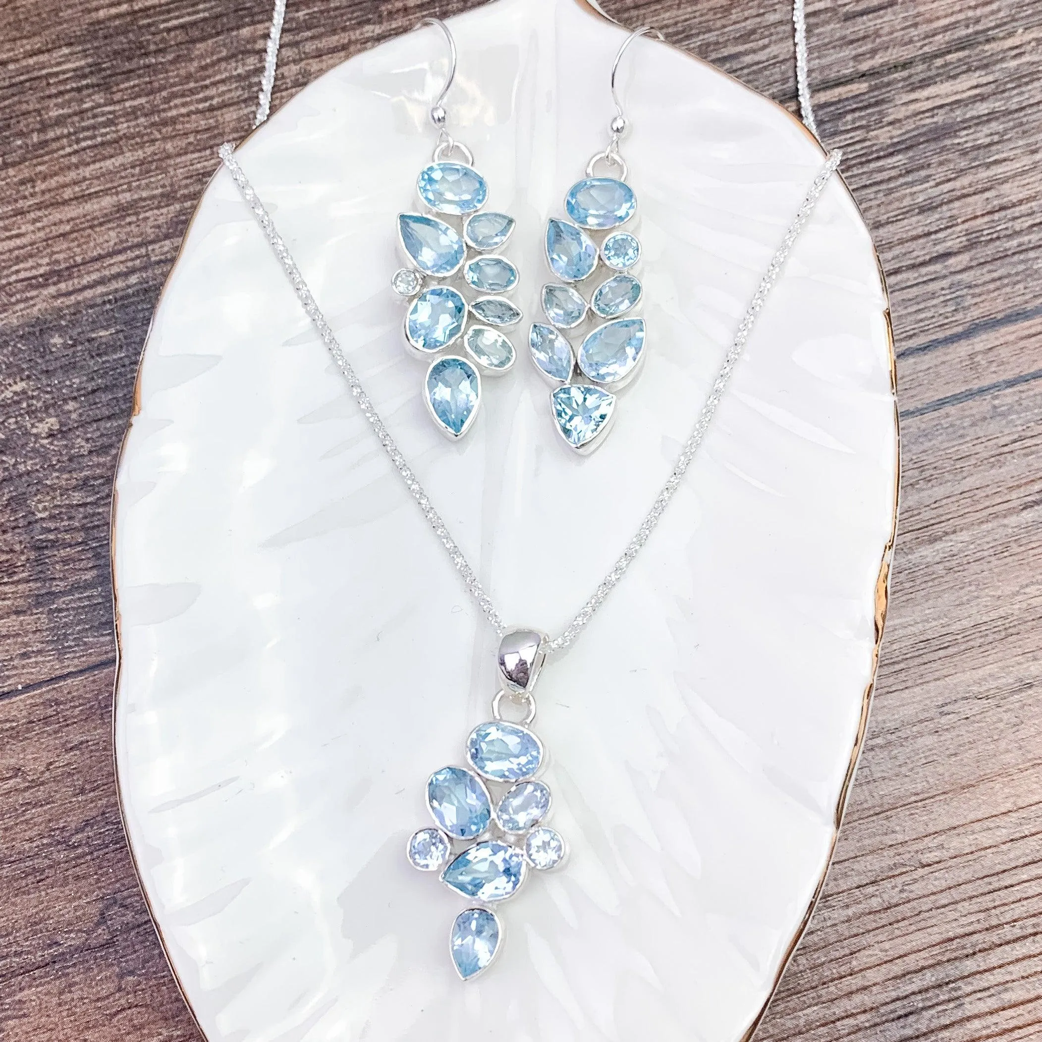 Ethereal Love Blue Topaz Silver Set