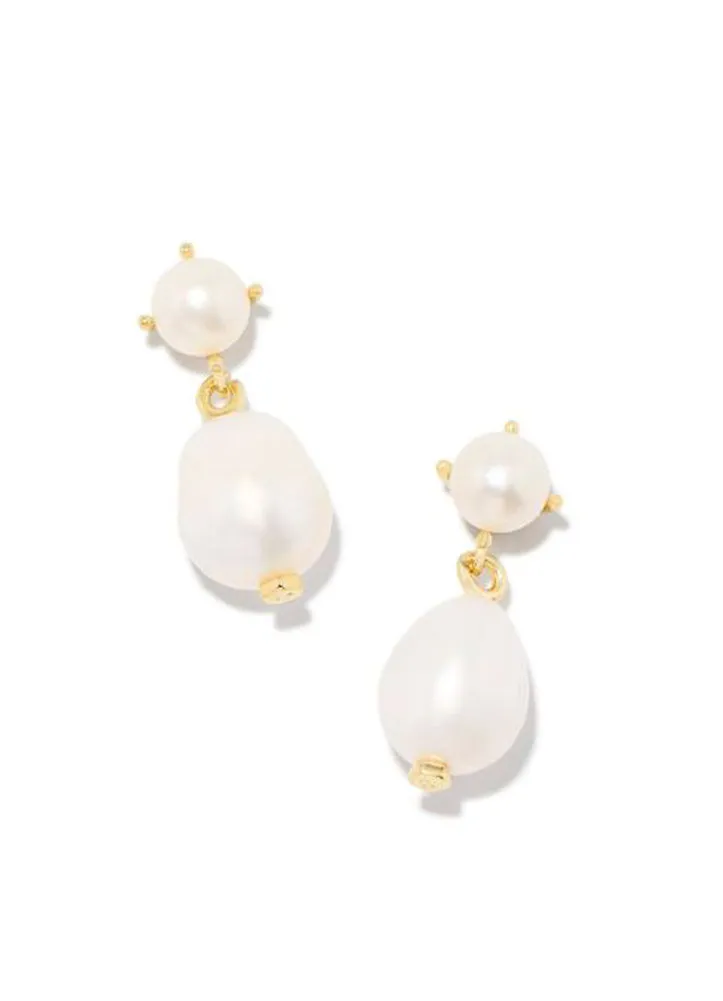 Eve Drop Earring Gold White Pearl by Kendra Scott