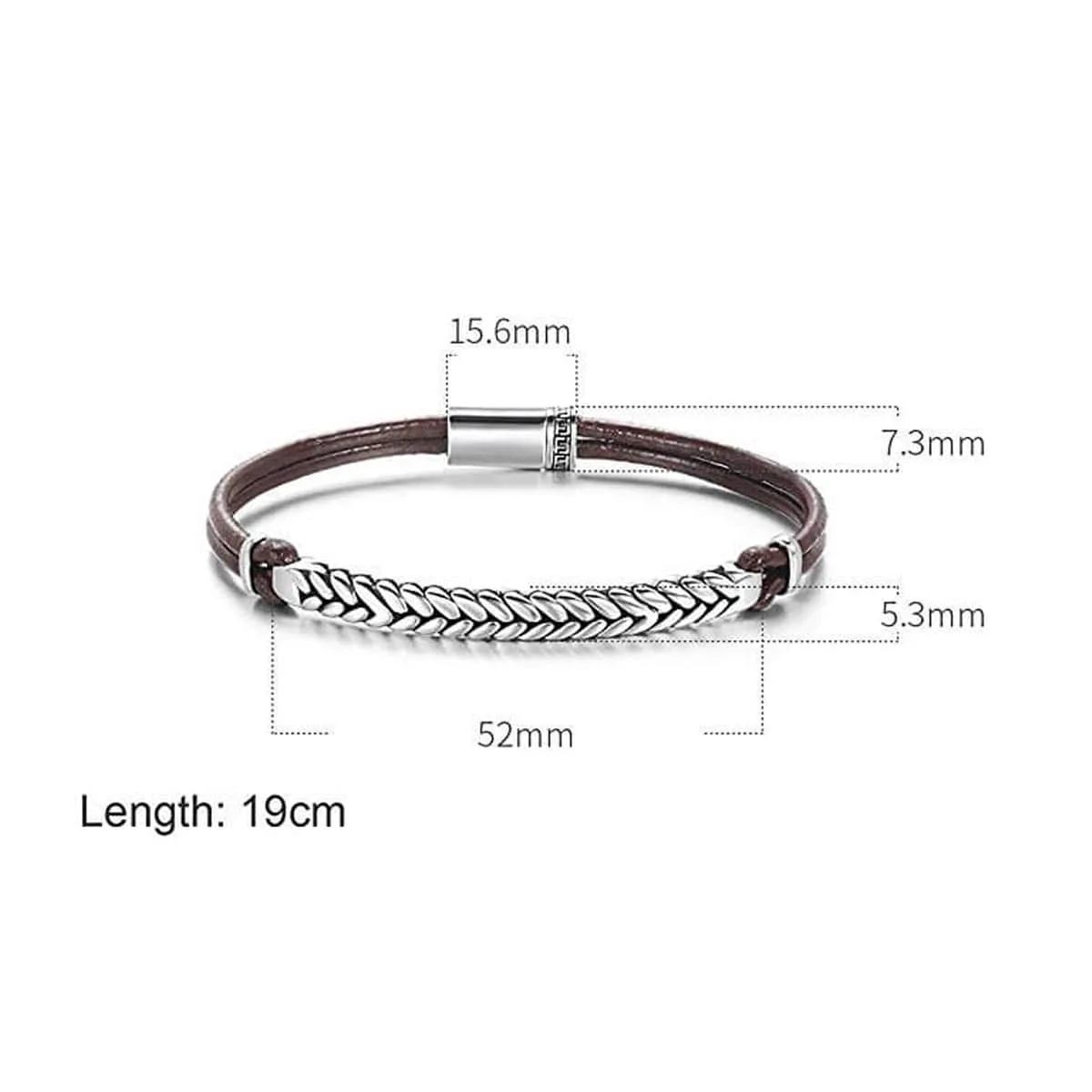 FANCIME FOOTPRINT Mens Leather Sterling Silver Bracelet