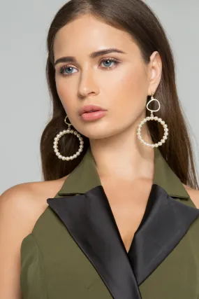 Faux Pearl Big Round Drop Earrings