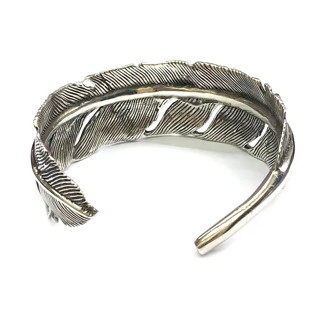 Feather silver bangle