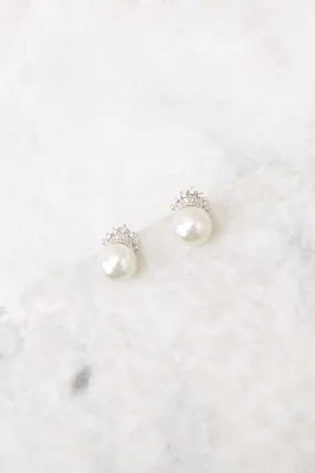 Feel Like Royalty Silver Pearl Earrings