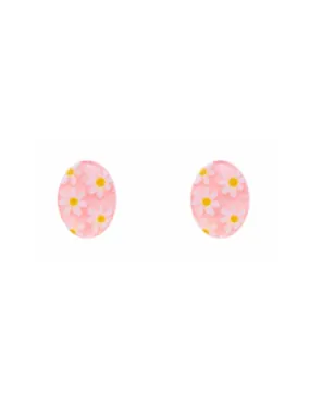 Floral Easter Egg Stud Earrings - Pink