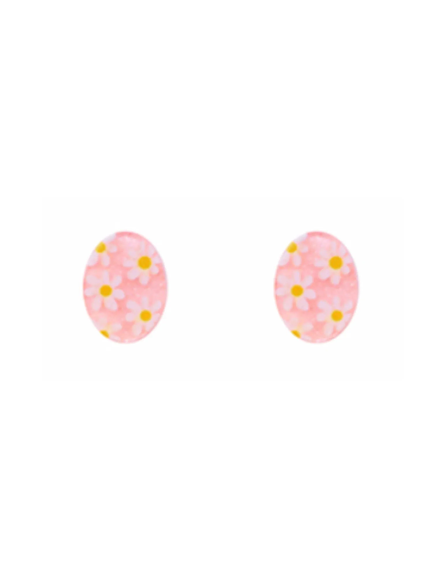 Floral Easter Egg Stud Earrings - Pink