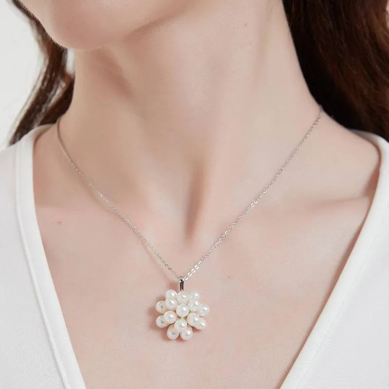 Floral Oval Pearl Set Necklace and Earrings (Purchase Individually)