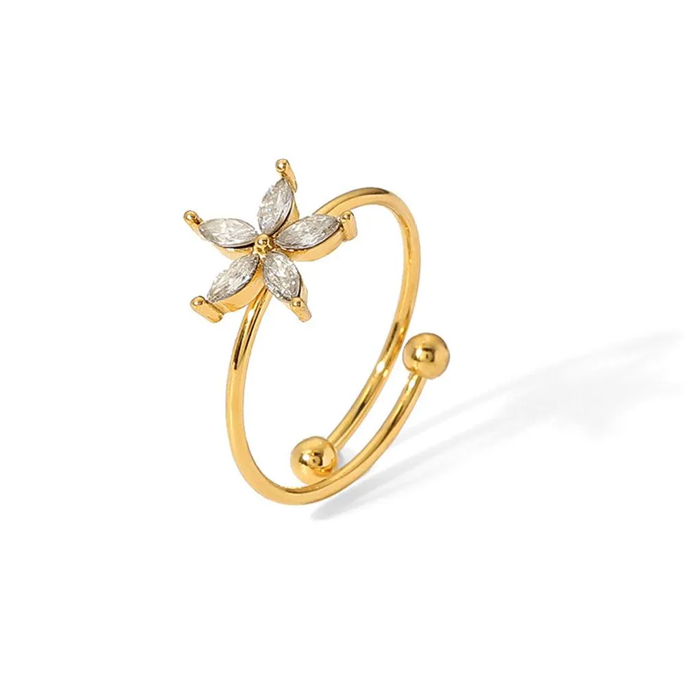 Flower Zirconia Resizable Ring