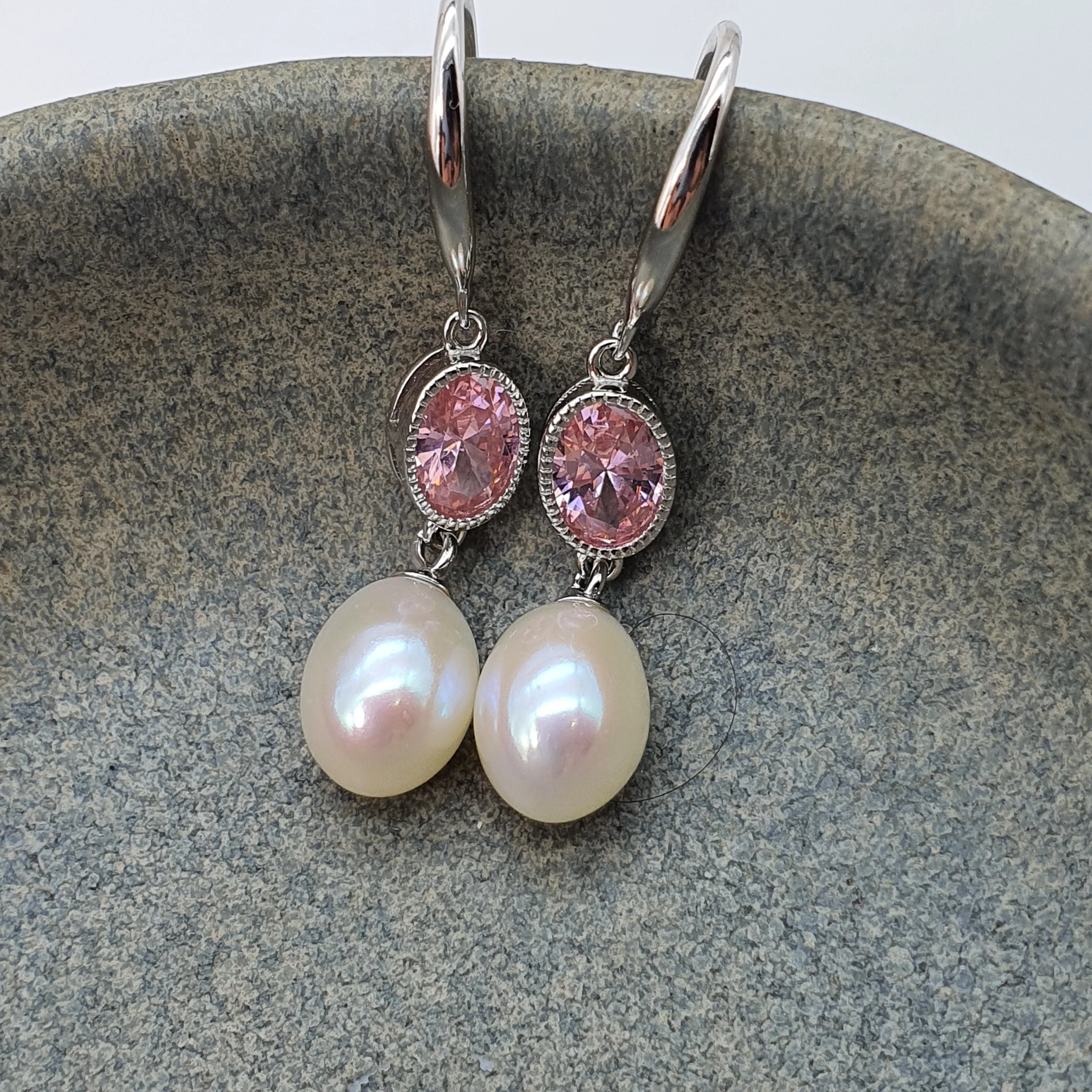 Freshwater Cultured Pearl Pink Set, Sterling silver