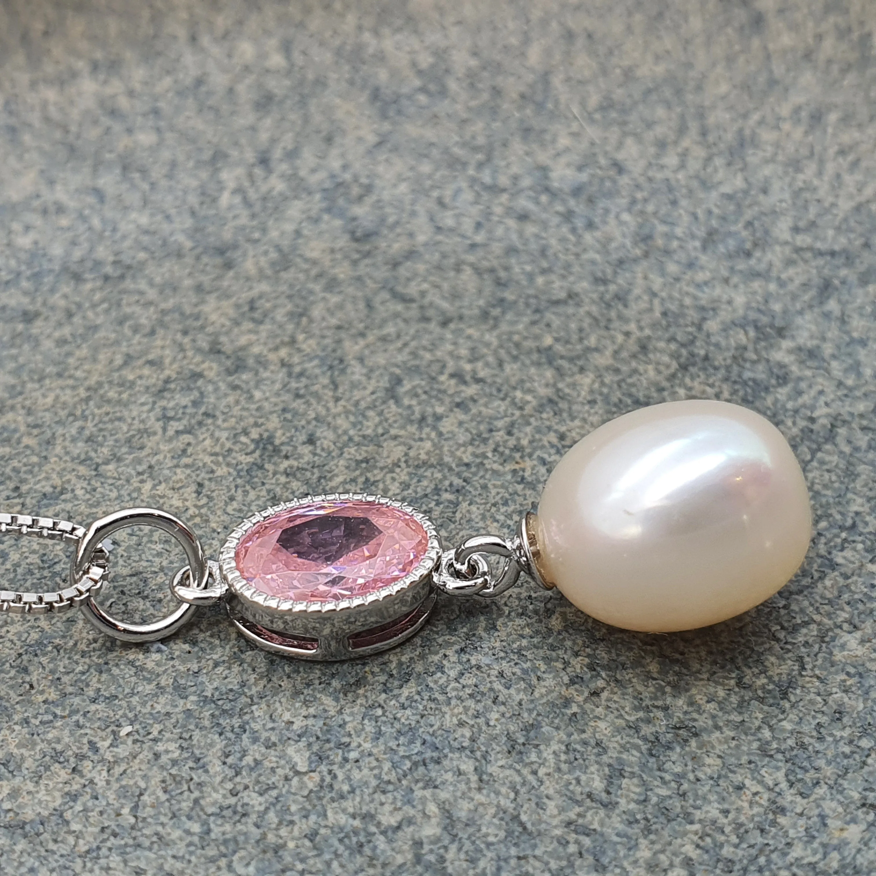 Freshwater Cultured Pearl Pink Set, Sterling silver