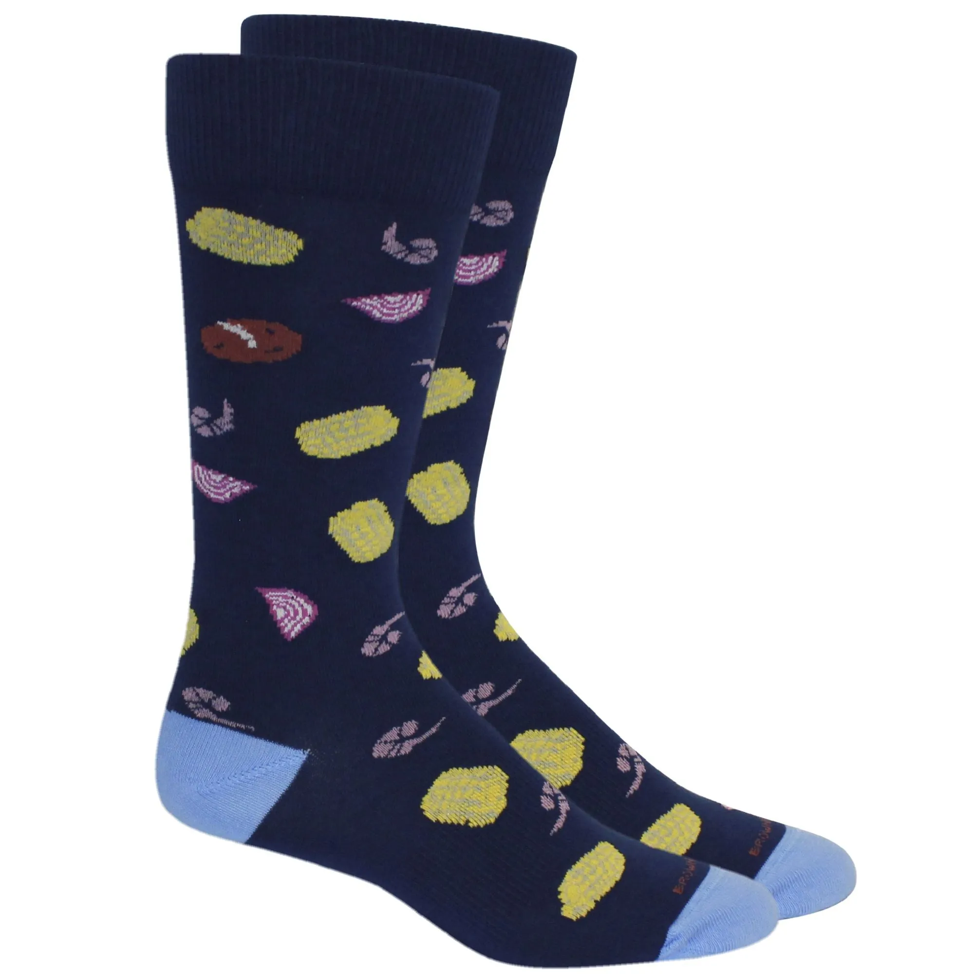 'Frogmore' Shrimp Boil Pattern Cotton Socks in Sodalite Blue by Brown Dog Hosiery