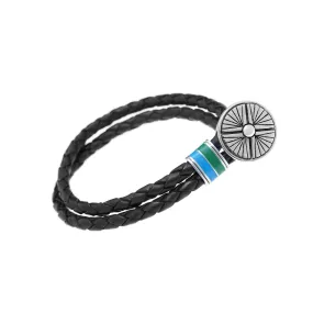 Gather Dust to Build a Mountain Sterling Silver & Enamel Leather Bracelet