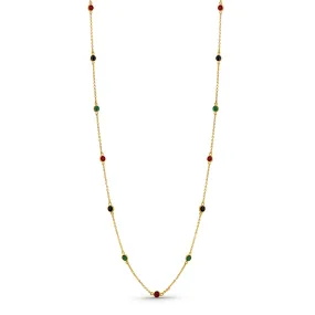 Gemstone Station Necklace In 18K Yellow Gold - Rounds