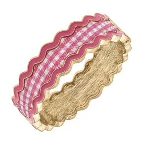 Gingham Statement Bangle Bracelet Fuschsia