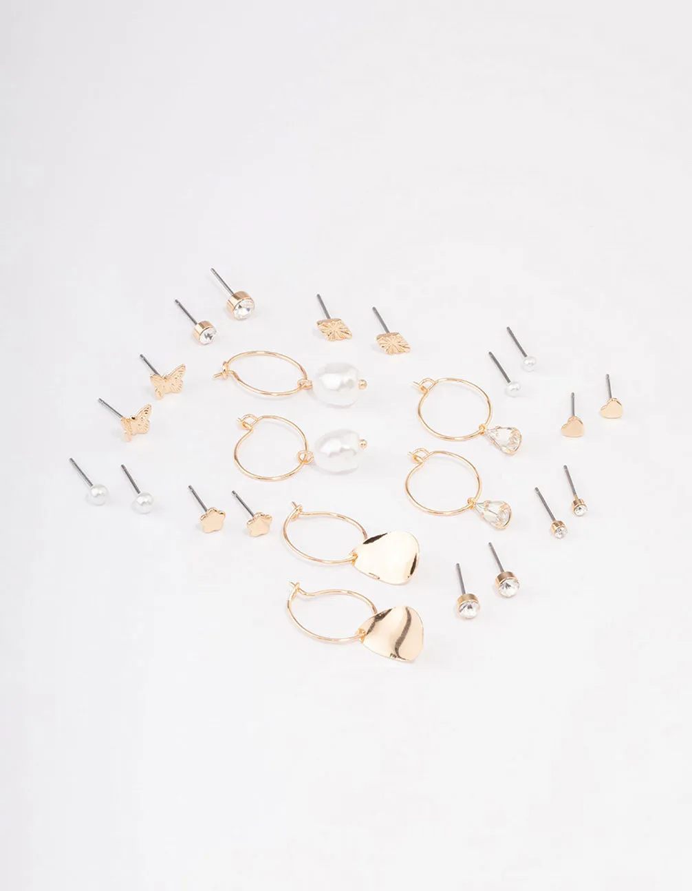 Gold Diamante Leaf Earring 12-Pack