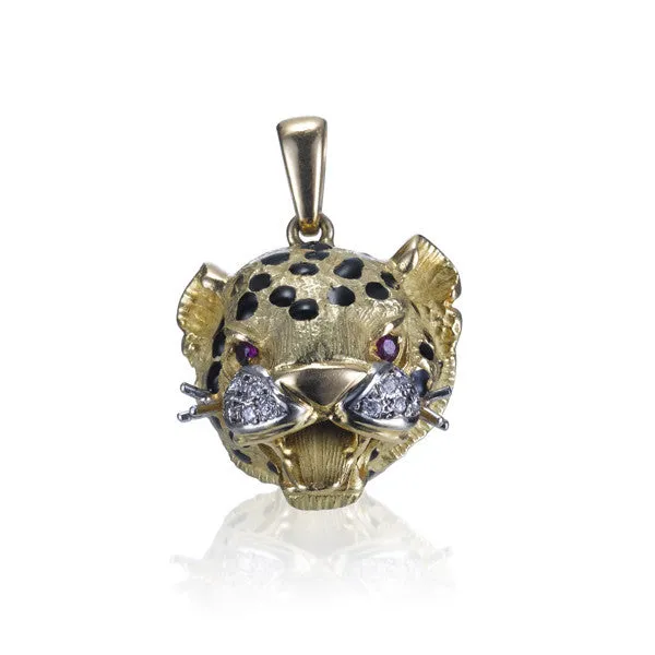 Gold, Diamond & Ruby Leopard Pendant