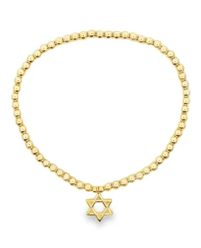 Gold Filled Stackable 3mm Ball Star of David Bracelet