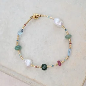 Gold Glass & Pearl Bracelet