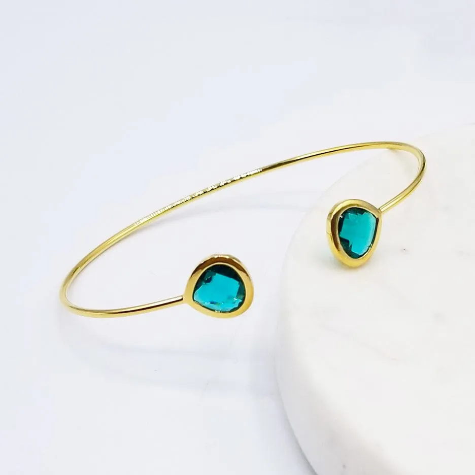 GOLD PLATED BLUE TOPAZ DOUBLE CRYSTAL BRACELET