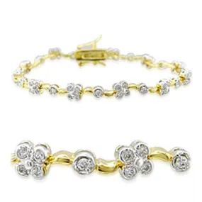 Gold Rhodium Brass Bracelet with AAA Grade CZ in Clear for Women Style 32003