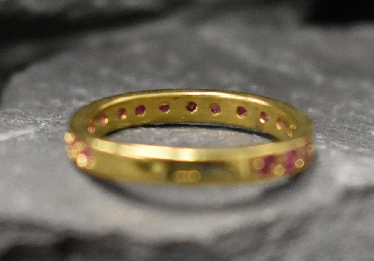 Gold Ruby Ring - Genuine Ruby Ring - Half Eternity Ring