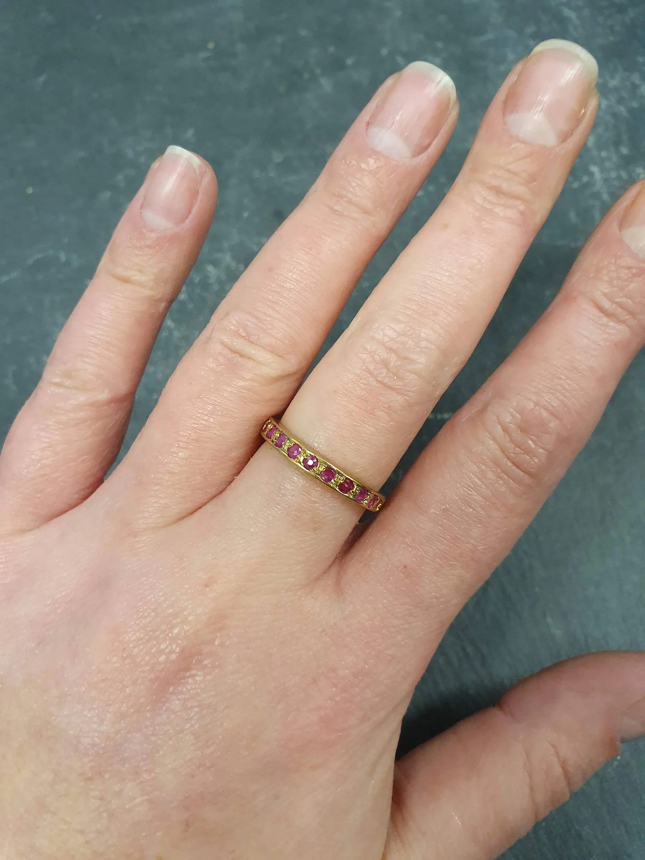 Gold Ruby Ring - Genuine Ruby Ring - Half Eternity Ring