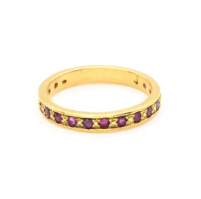 Gold Ruby Ring - Genuine Ruby Ring - Half Eternity Ring