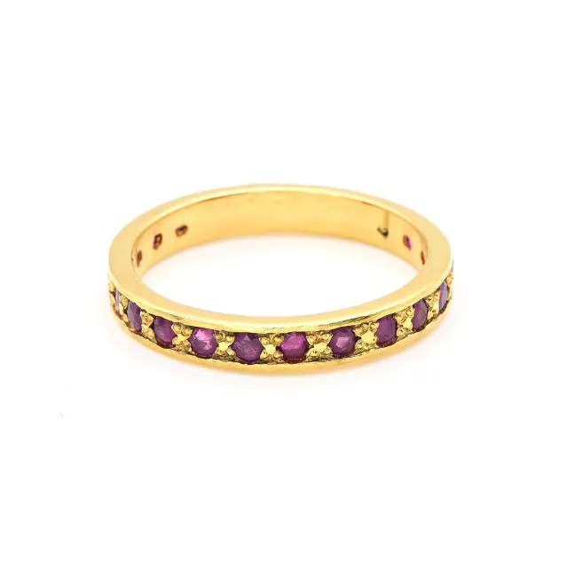 Gold Ruby Ring - Genuine Ruby Ring - Half Eternity Ring