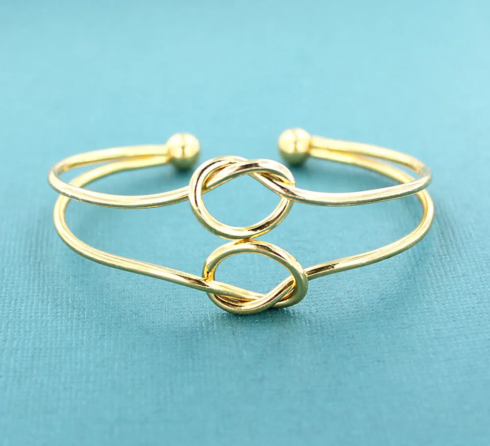 Gold Tone Double Knot Cuff Bangle - 65mm ID - 1 Bangle - N371