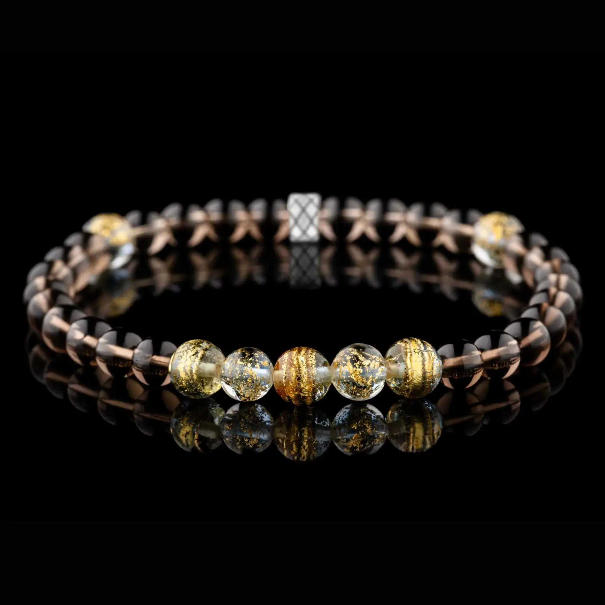 Golden Blue Murano - Smoky Quartz Bracelet V (6mm)