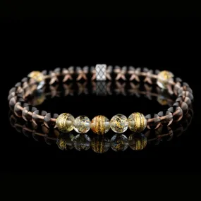 Golden Blue Murano - Smoky Quartz Bracelet V (6mm)