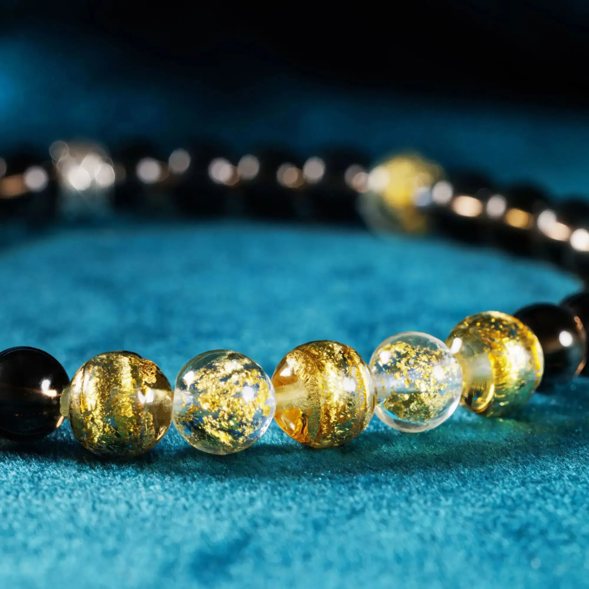 Golden Blue Murano - Smoky Quartz Bracelet V (6mm)