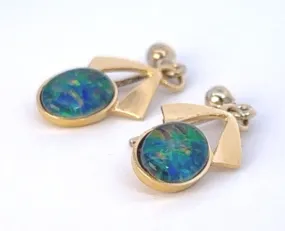 Gorgeous Gold Plated Opal Triplet Earrings - A Shimmering Symphony of Colours