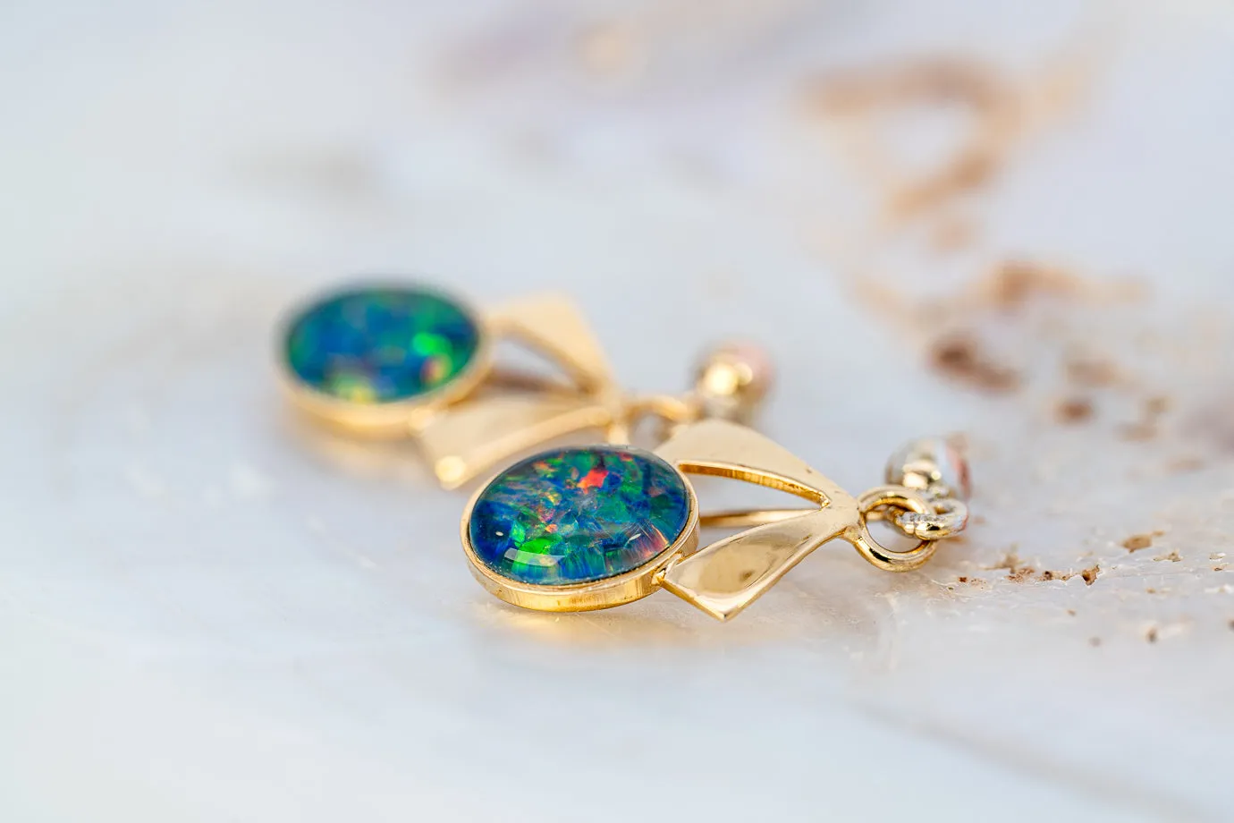 Gorgeous Gold Plated Opal Triplet Earrings - A Shimmering Symphony of Colours