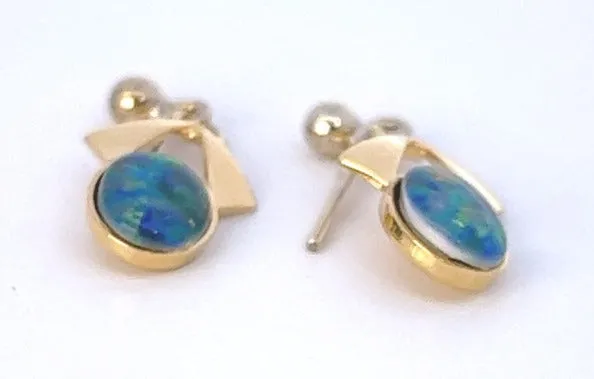 Gorgeous Gold Plated Opal Triplet Earrings - A Shimmering Symphony of Colours