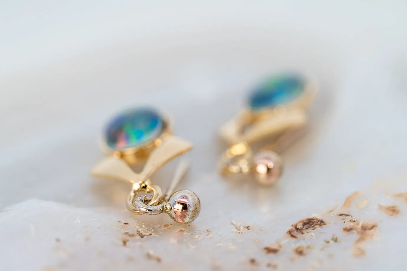 Gorgeous Gold Plated Opal Triplet Earrings - A Shimmering Symphony of Colours