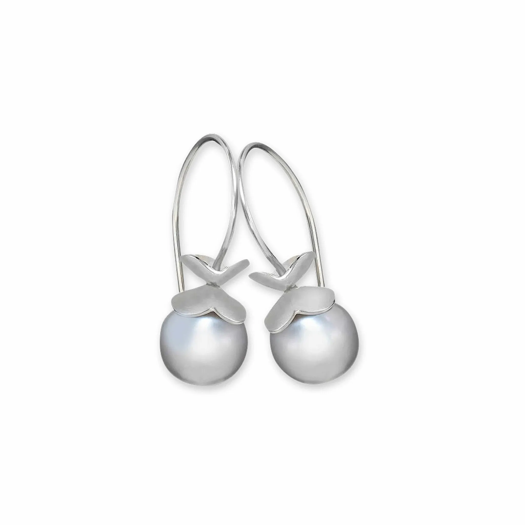 Grande Ruffle© Grey Freshwater Cultured Pearl Earrings In Sterling