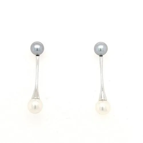 Grey & White Pearl 9ct white gold Drops