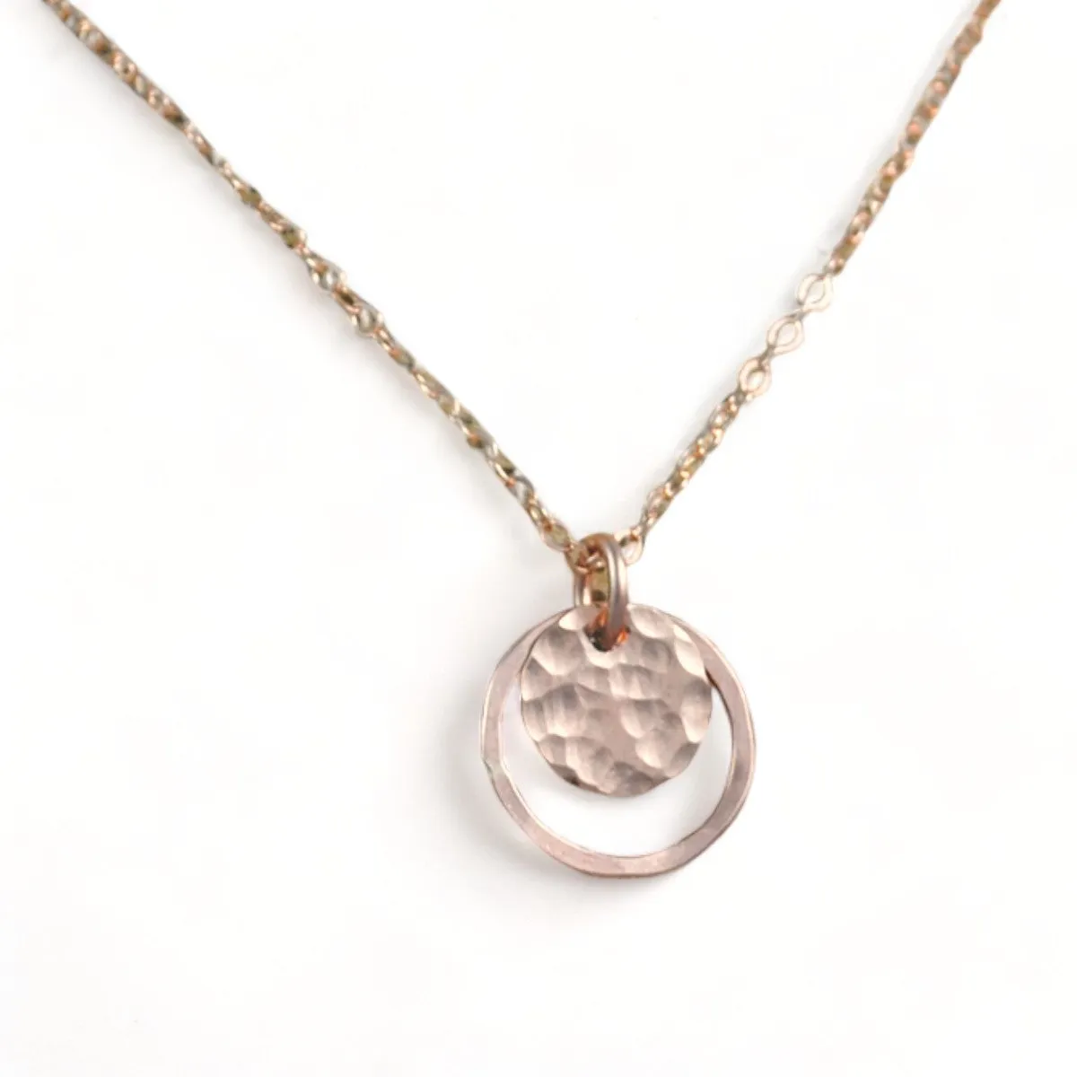 Hammered Halo Pendant - rose gold-filled