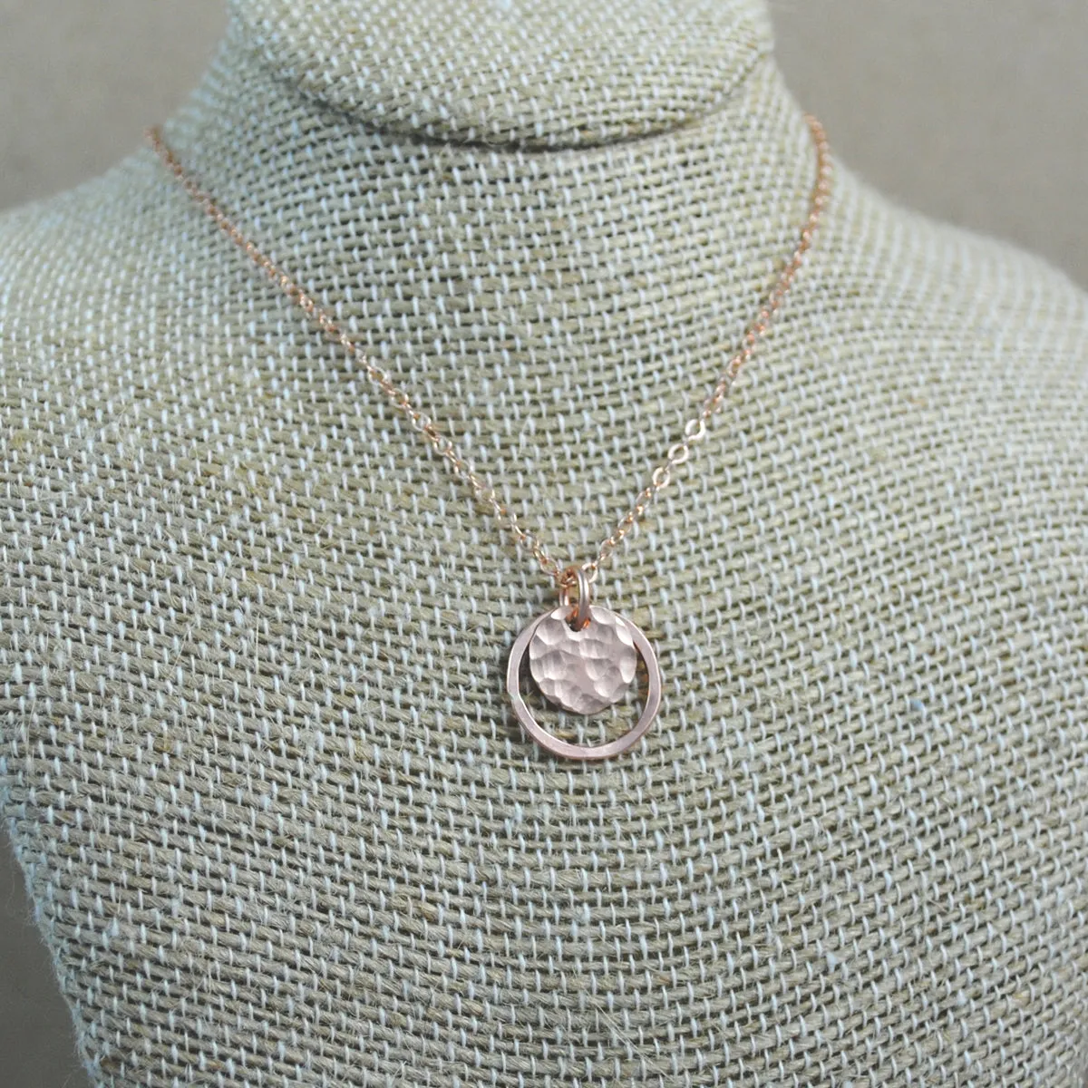 Hammered Halo Pendant - rose gold-filled