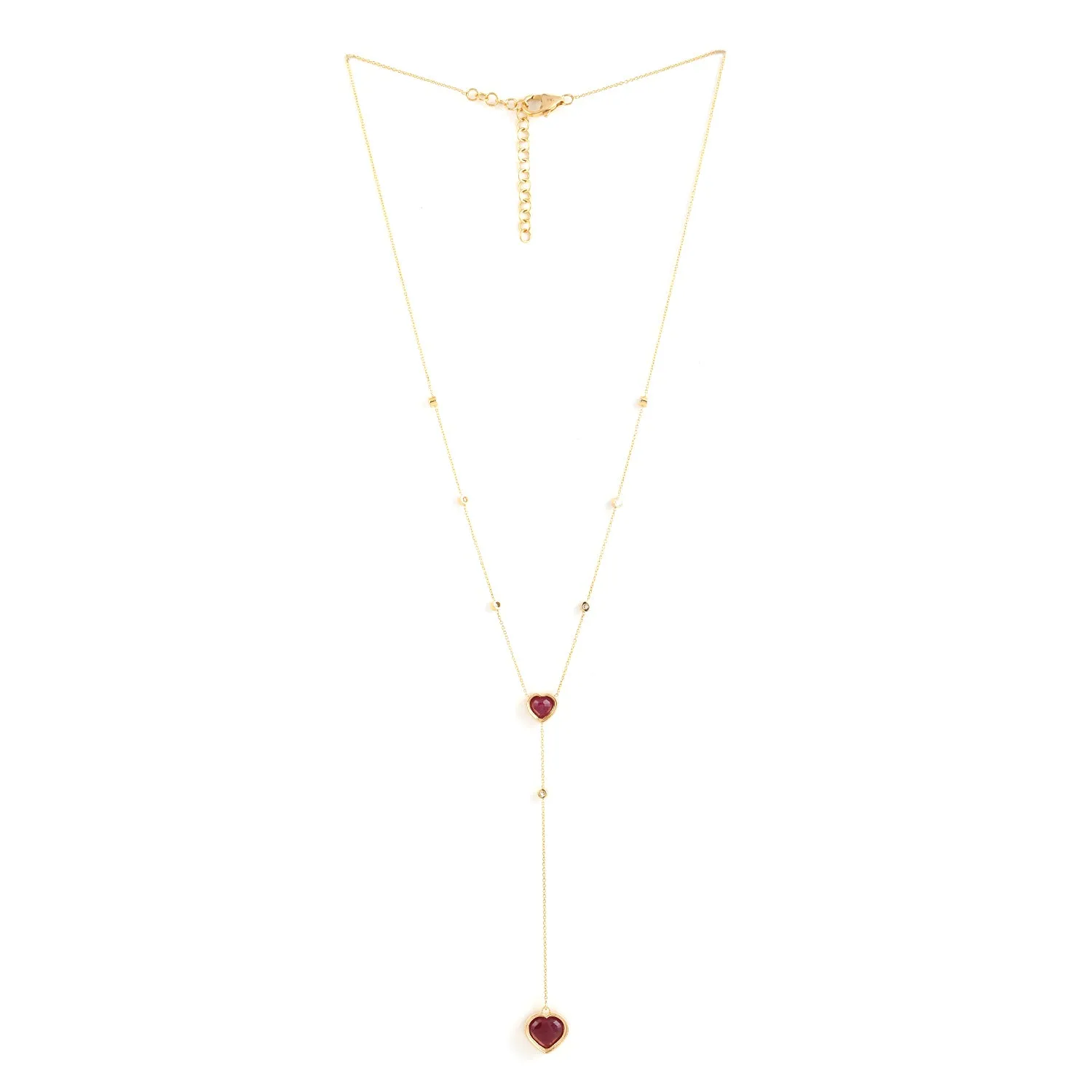 Heart Bezel Set Ruby Natural Diamond 18K Yellow Gold Princess Necklace Jewelry For Wedding